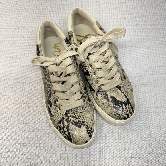 SAM EDELMAN‎ Ethyl Lace Up Sneaker Python Snake Print 6 - Picture 1 of 6